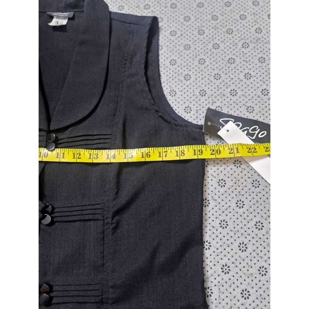 NWT Spago Womens Black Shawl Collar Button Front Pleated Tailored Vest Size 12 - Picture 4 of 7